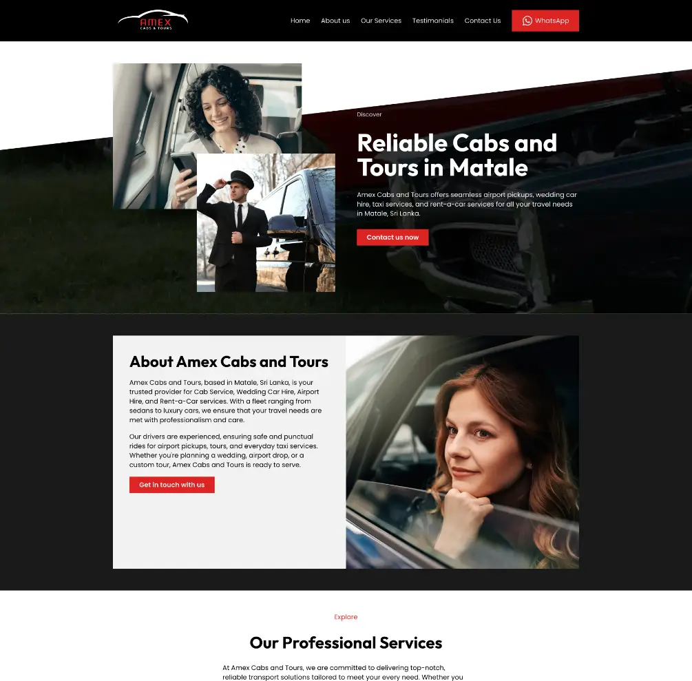 Amex Cabs & Tours desktop website preview
